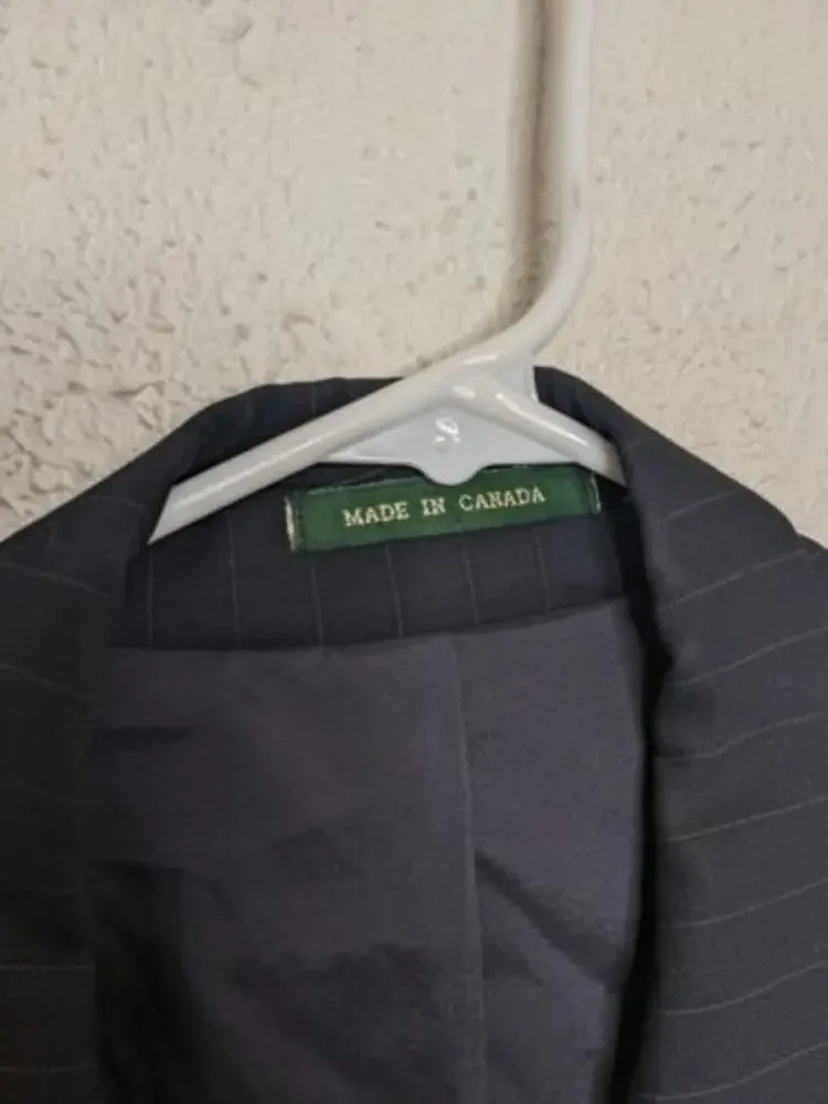 Lauren Ralph Lauren Mens‎ Blazer Size 48R 100% Wool Blue Striped Two Button Navy
